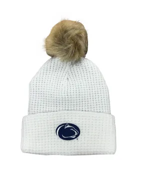 Penn State White Waffle Knit Pom Hat | Logofit