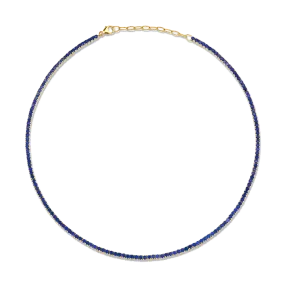 Perfect Collar Tennis Necklace - Blue Sapphire / 14k Yellow Gold