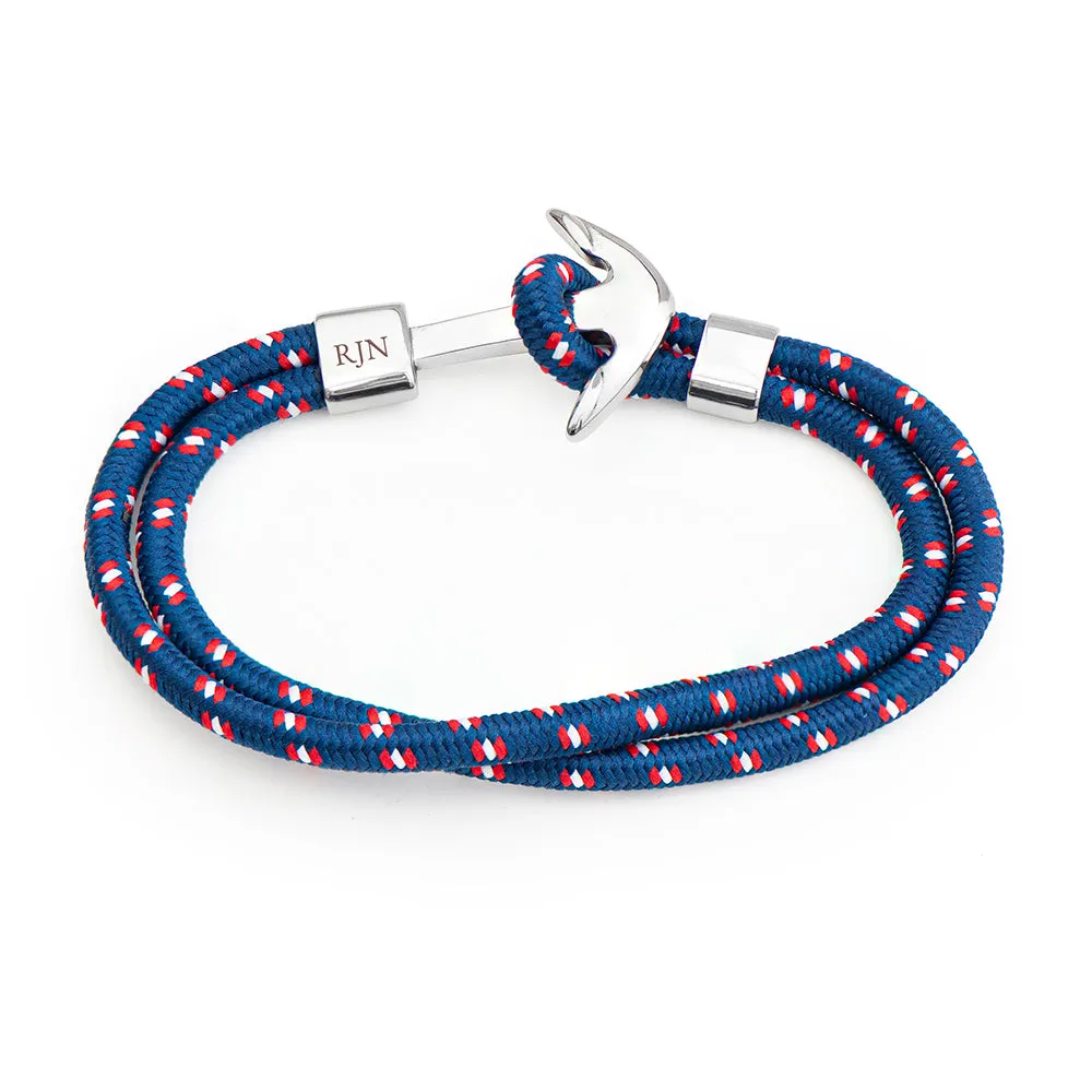 Personalised Mens Blue Rope Nautical Anchor Bracelet