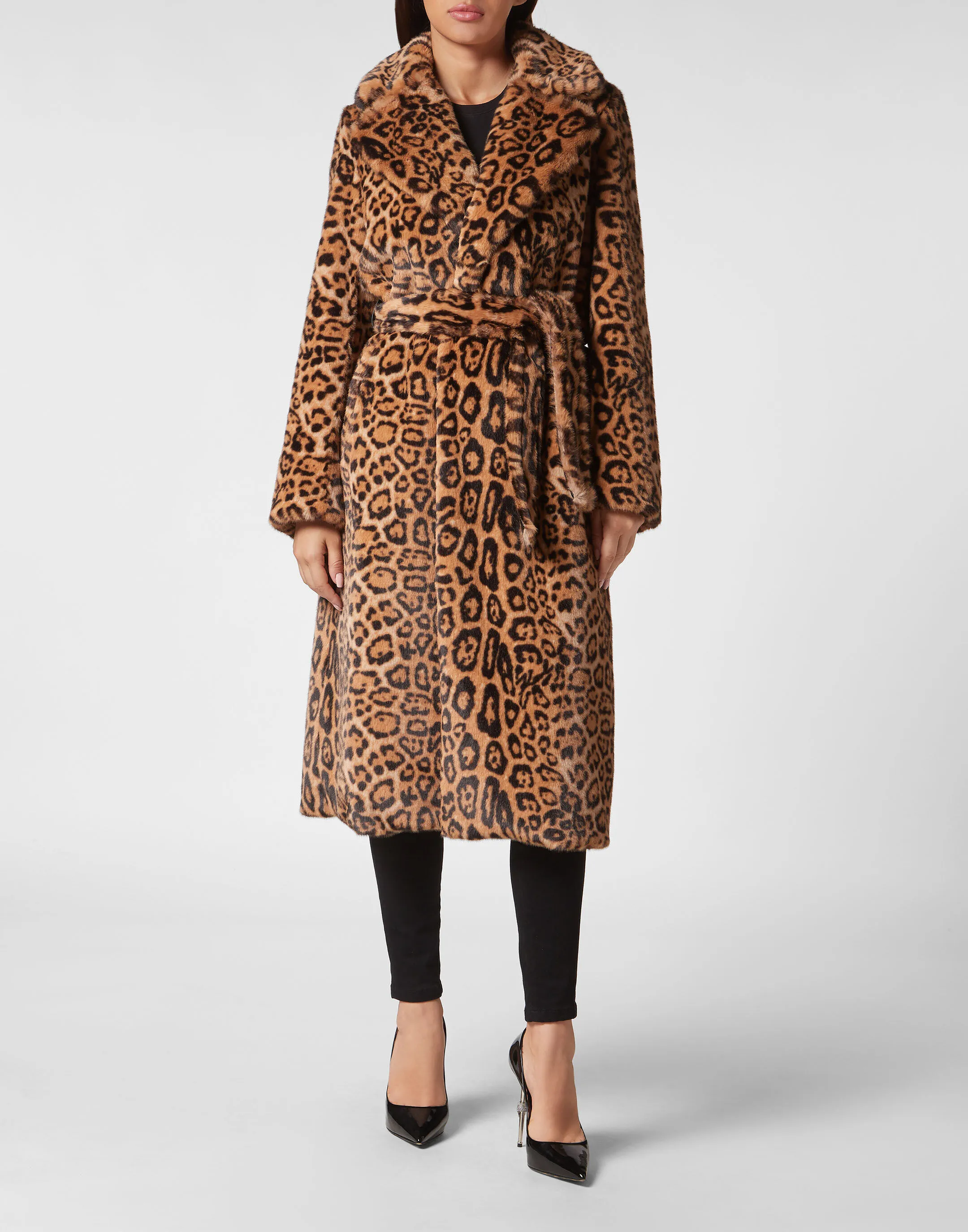 PHILIPP PLEIN Eco Mink Coat Long Leopard