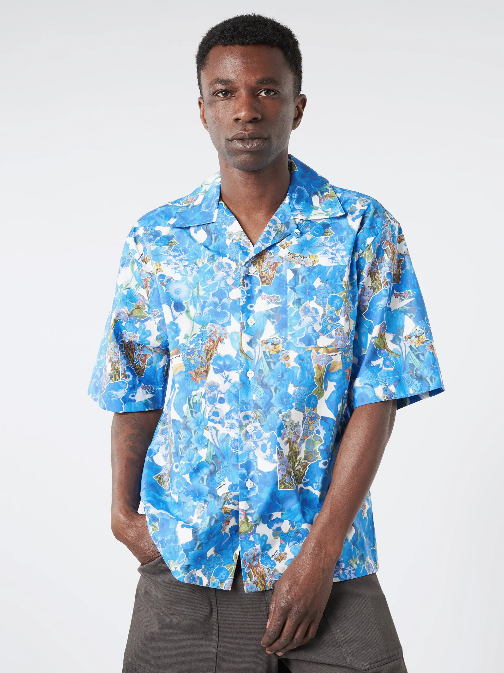 Poplin Bowling Shirt with Allegro Blues Print