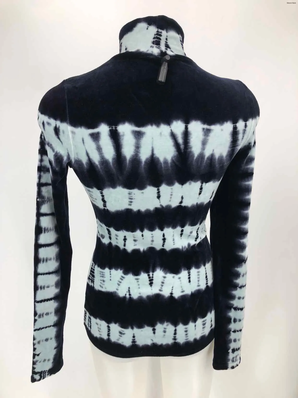 PROENZA Lt Blue Navy Dyed Print Turtleneck Size X-SMALL Top