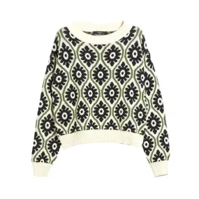 PULLOVER JACQUARD TAVOLA Donna Bianco Verde Nero