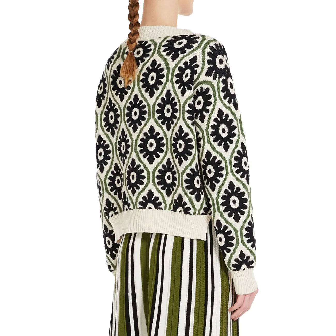 PULLOVER JACQUARD TAVOLA Donna Bianco Verde Nero