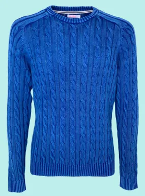 PULLOVER UOMO BLU A TRECCE 100% COTONE