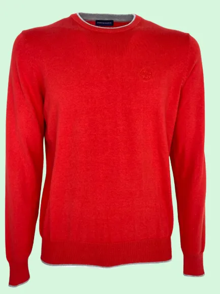 PULLOVER UOMO ROSSO 100% COTONE