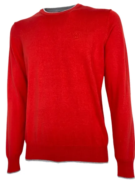 PULLOVER UOMO ROSSO 100% COTONE