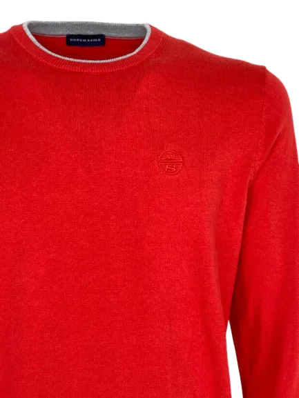 PULLOVER UOMO ROSSO 100% COTONE