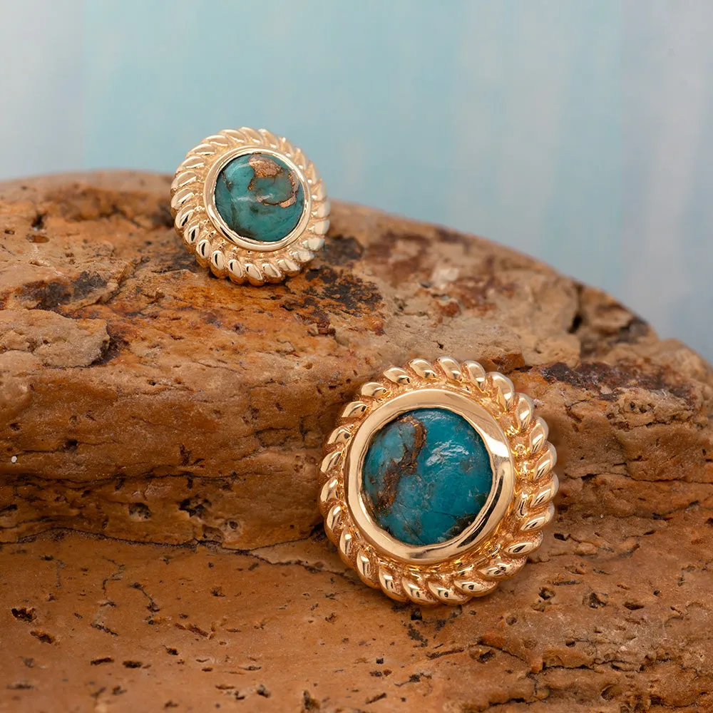 Raine Threaded End in Gold with Copper Blue Turquoise