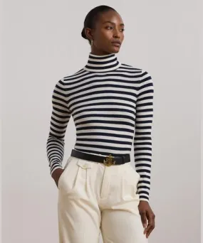 Ralph Lauren Women's Striped Silk-Blend Turtleneck Sweater