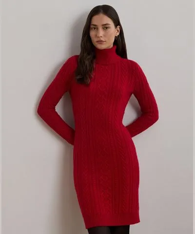 Ralph Lauren Women's Wool-Cashmere Turtleneck Sweater Dress