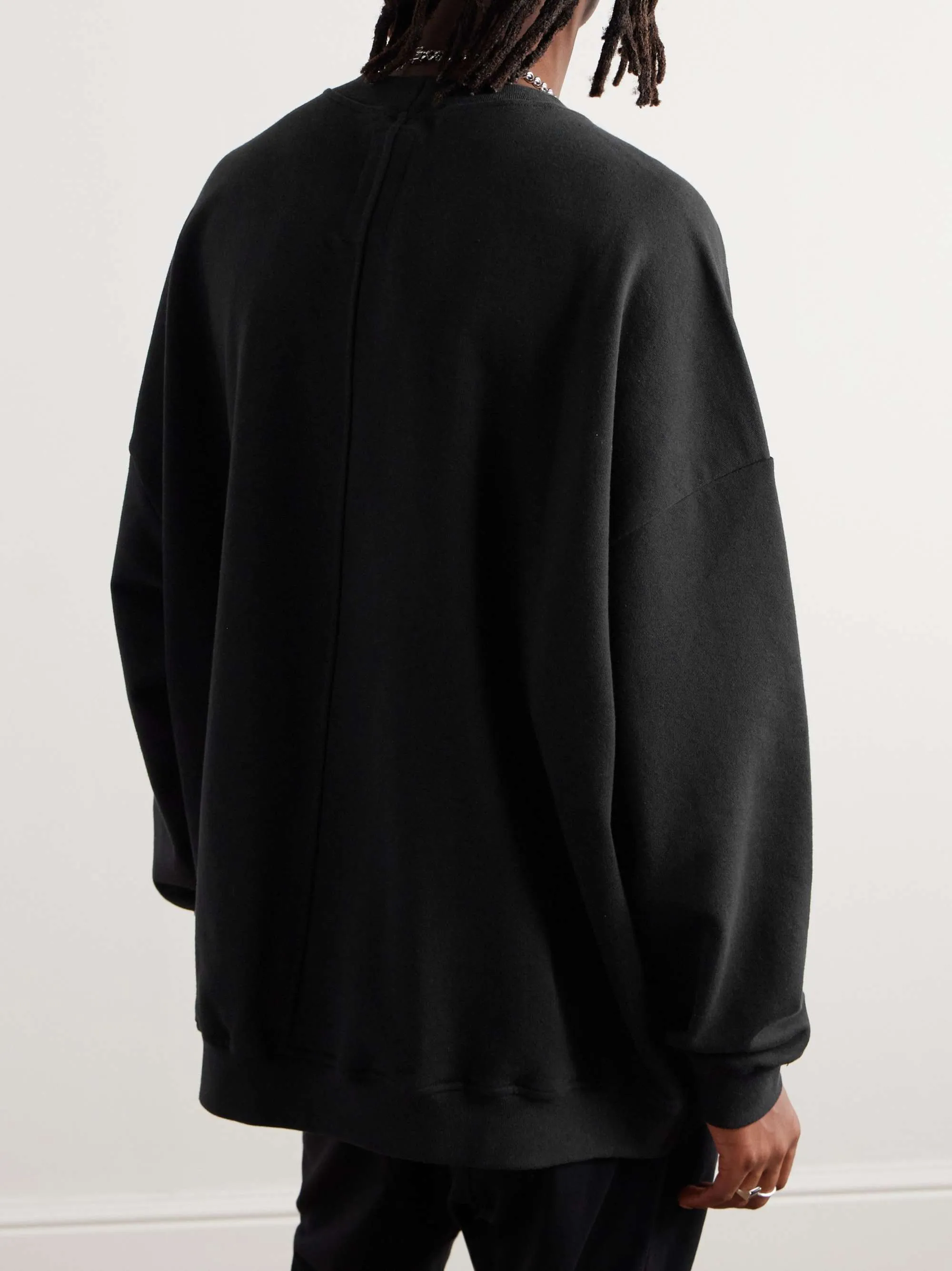 RICK OWENS  |Long Sleeves Plain Cotton Logo Designers Sweatshirts