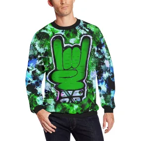 Rock On Alternative Green Men's Big & Tall Oversized Fleece Crewneck Sweatshirt