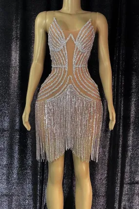 Roma Nude Diamante Dress