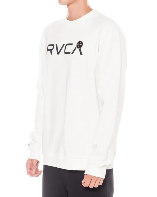 RVCA  |Crew Neck Unisex Long Sleeves Plain Logo Sweatshirts