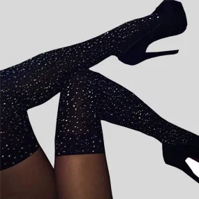 Sexy Rhinestone Lingerie Long Over Knee Socks