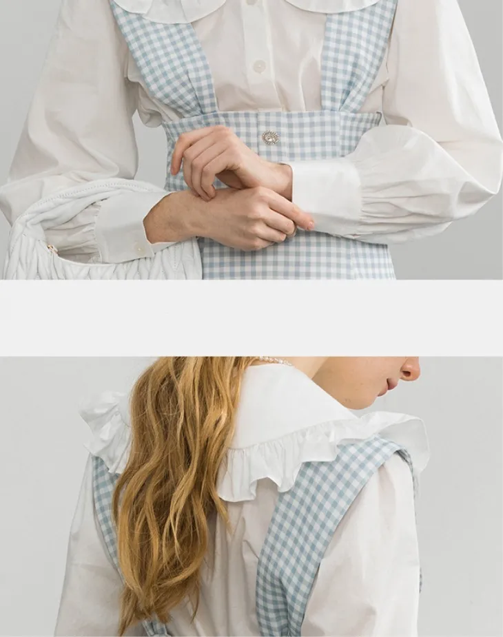 Since Then  |Gingham Long Sleeves Plain Cotton Shirts & Blouses