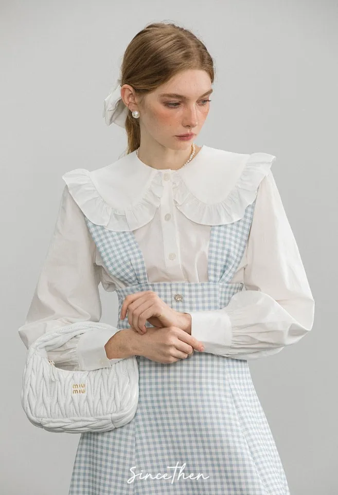 Since Then  |Gingham Long Sleeves Plain Cotton Shirts & Blouses