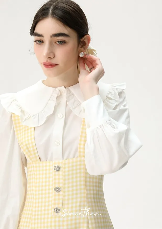 Since Then  |Gingham Long Sleeves Plain Cotton Shirts & Blouses