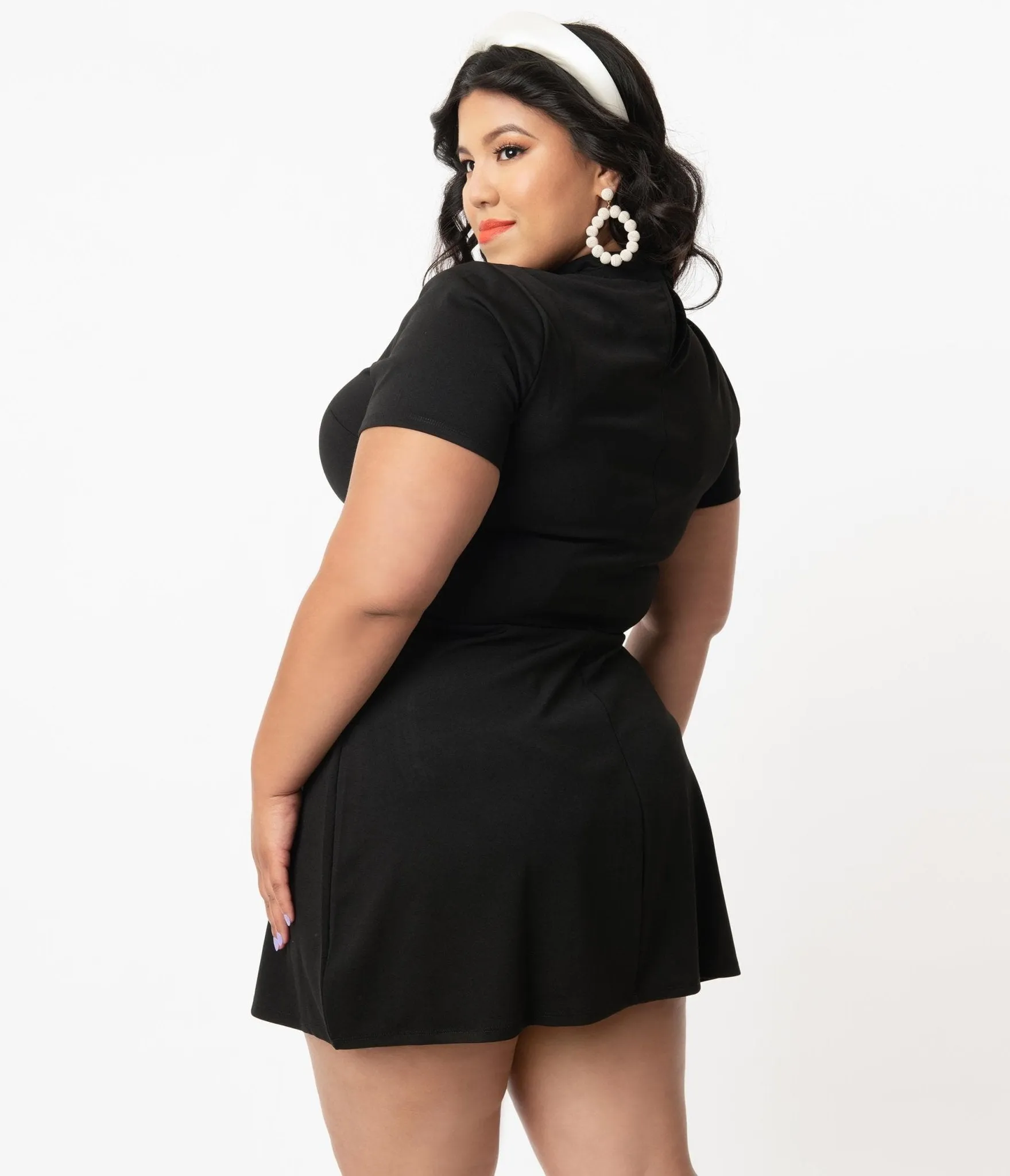 Smak Parlour Plus Size Black Mock Turtleneck Wave Maker Dress