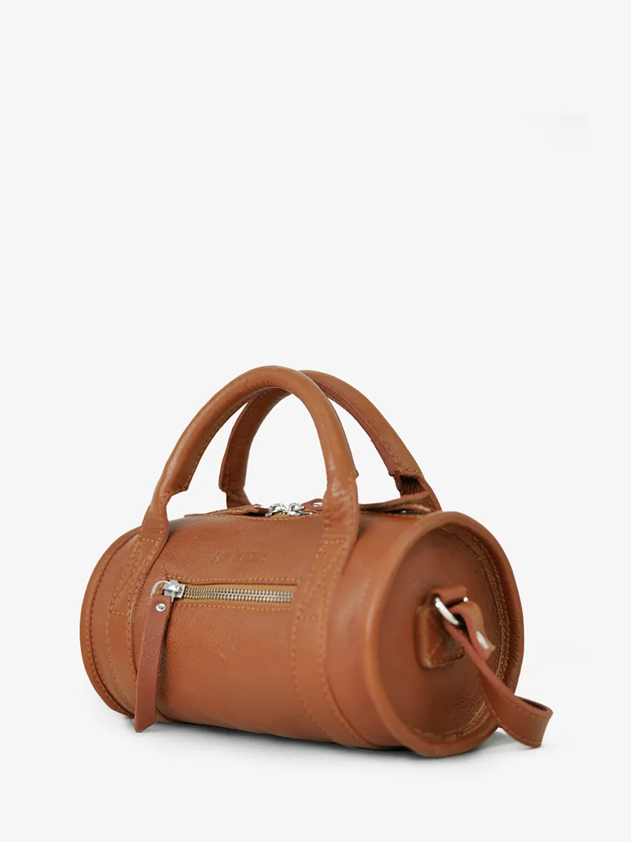 Small Light Brown Leather Bowling Bag Women - Charlie Light Brown | PAUL MARIUS