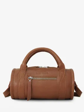 Small Light Brown Leather Bowling Bag Women - Charlie Light Brown | PAUL MARIUS