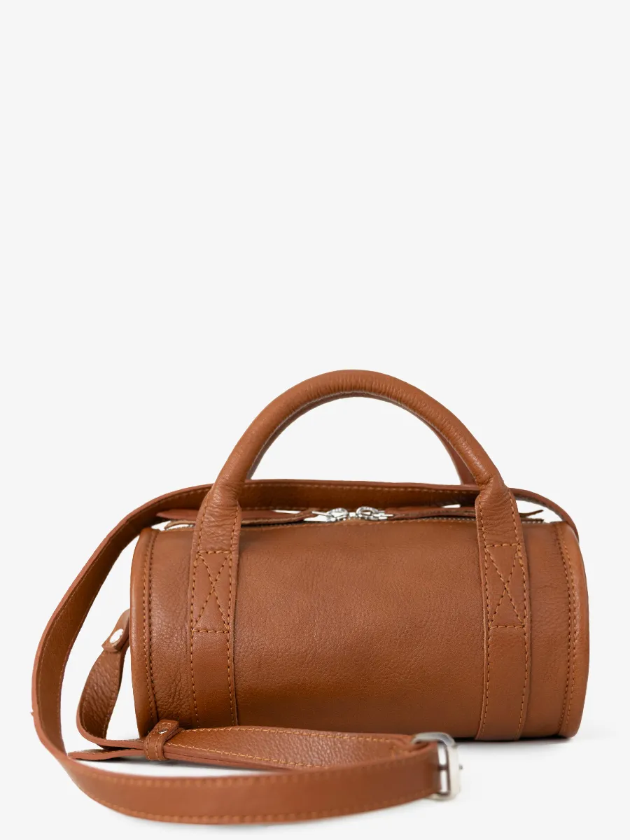 Small Light Brown Leather Bowling Bag Women - Charlie Light Brown | PAUL MARIUS