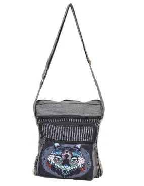 Spiritual Wolf Hemp Cotton Messenger Bag