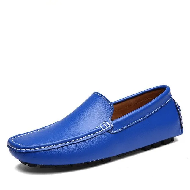 Split Cow Leather Men's Flat Slip-On Moccasin Loafer Shoes for Driving