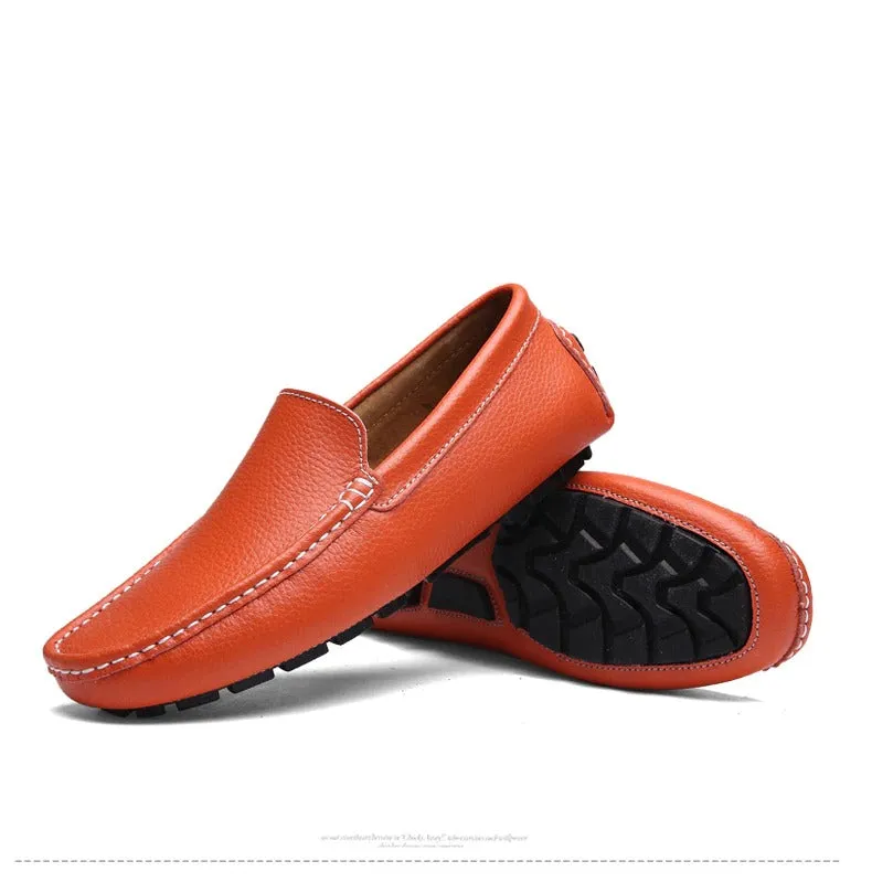 Split Cow Leather Men's Flat Slip-On Moccasin Loafer Shoes for Driving