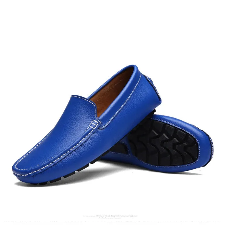 Split Cow Leather Men's Flat Slip-On Moccasin Loafer Shoes for Driving