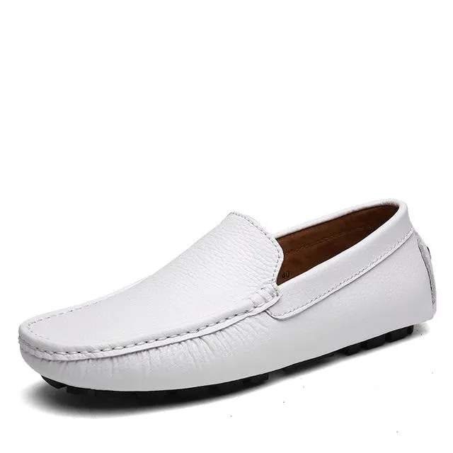 Split Cow Leather Men's Flat Slip-On Moccasin Loafer Shoes for Driving