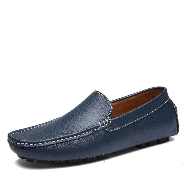 Split Cow Leather Men's Flat Slip-On Moccasin Loafer Shoes for Driving