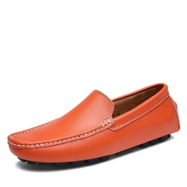 Split Cow Leather Men's Flat Slip-On Moccasin Loafer Shoes for Driving