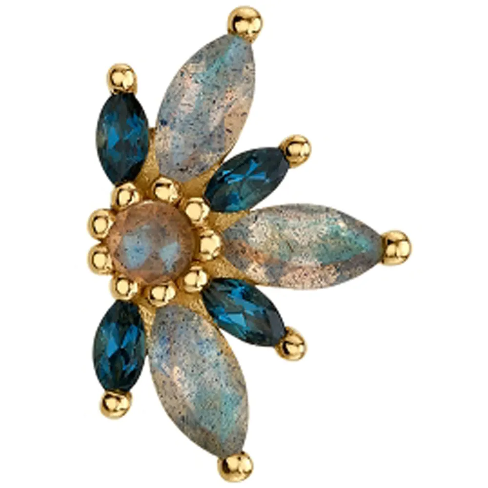 Starling Threaded End in Gold with Faceted Labradorite & London Blue Topaz