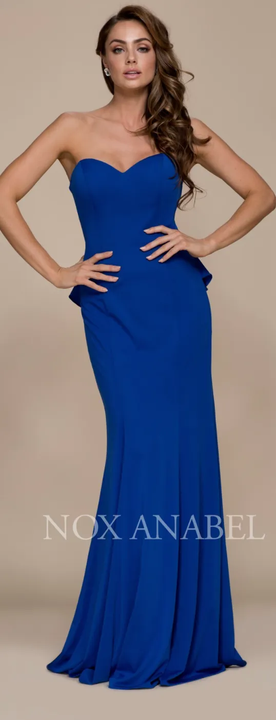 Strapless Ruffle Back Formal Gown