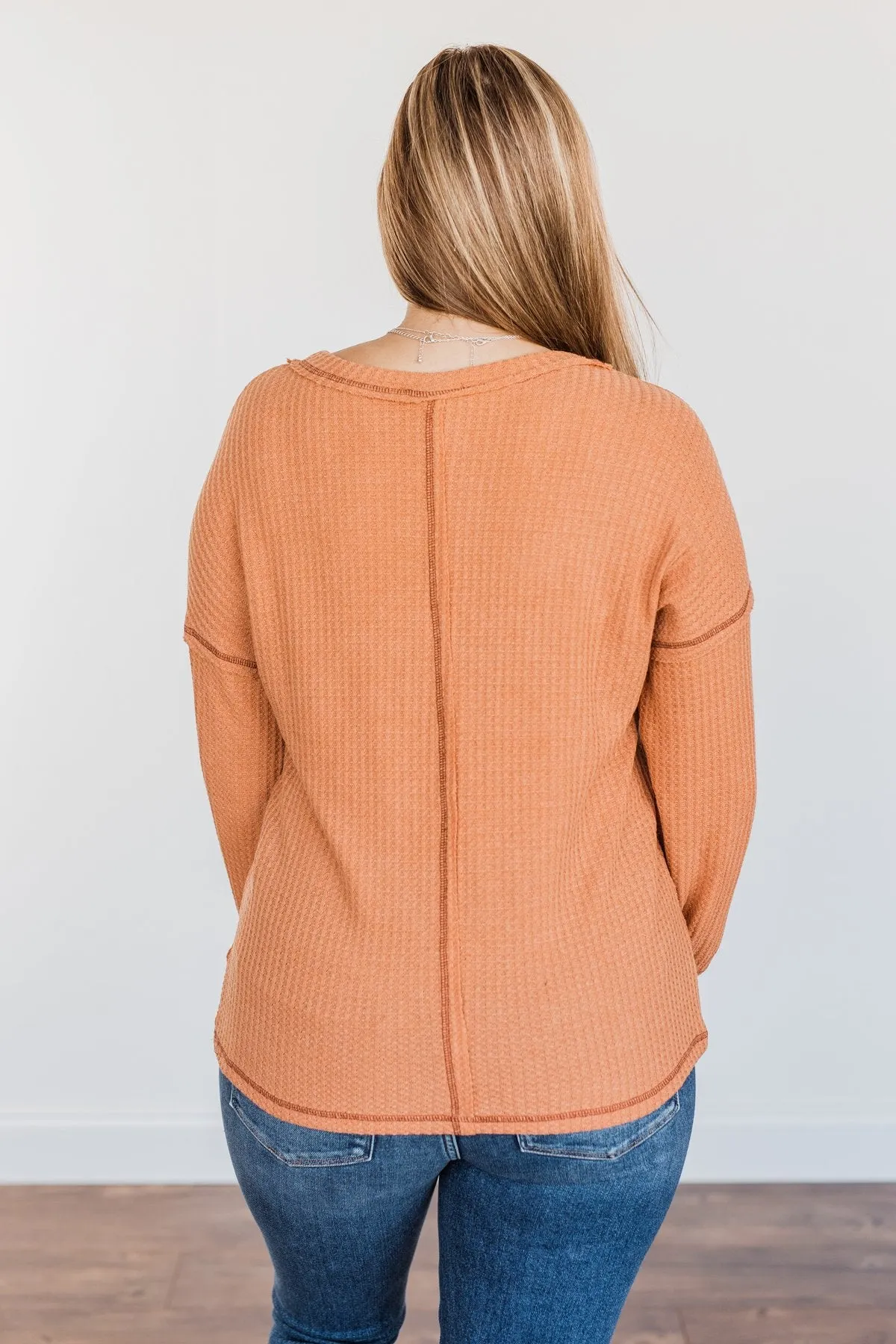 Sweet Nothings Waffle Knit Top- Light Rust