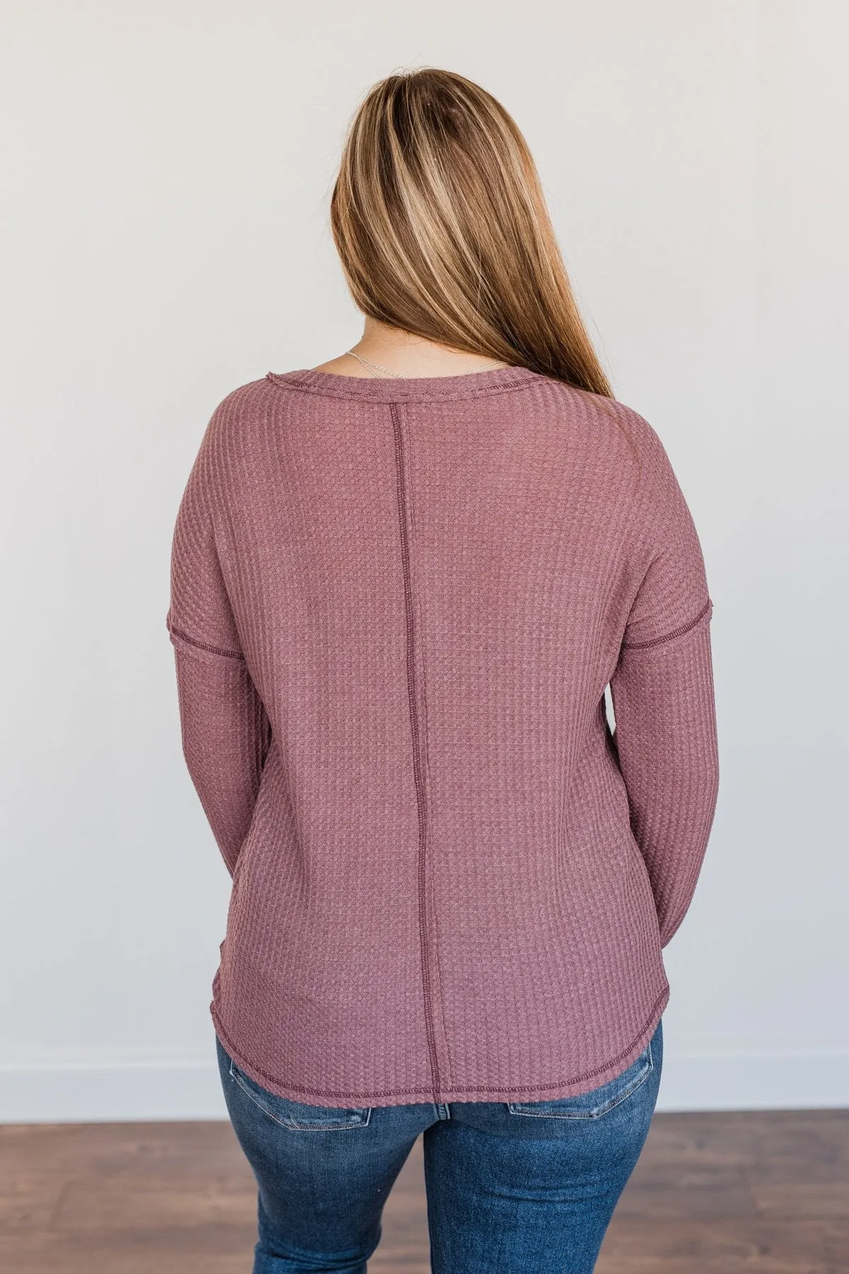 Sweet Nothings Waffle Knit Top- Mauve Purple