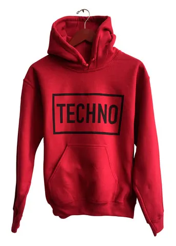 Techno Text Print Unisex Pullover Hoodie