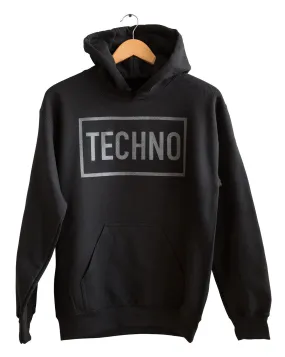 Techno Text Print Unisex Pullover Hoodie