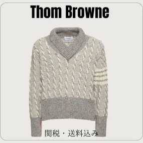 THOM BROWNE  |Wool V-Neck Long Sleeves Plain Designers Sweaters