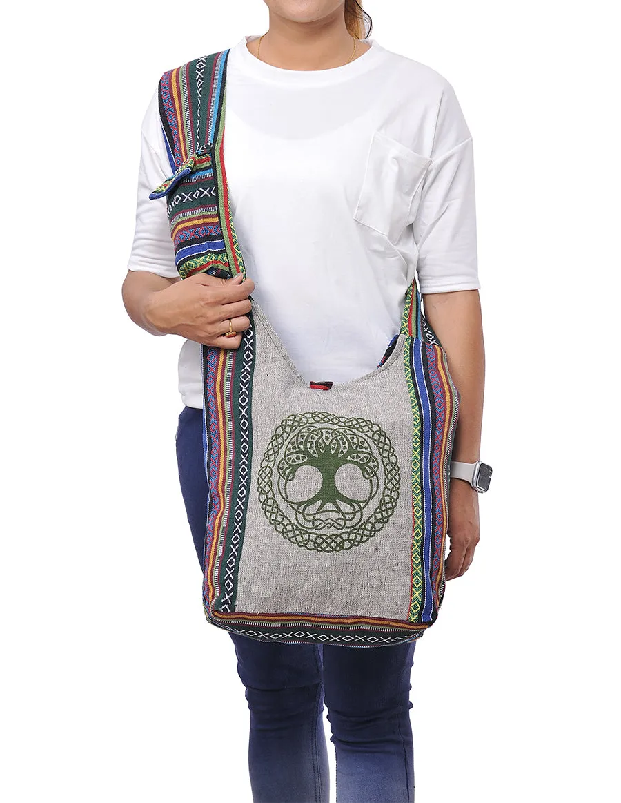 Tree of Life Printed Cotton Hobo Bag