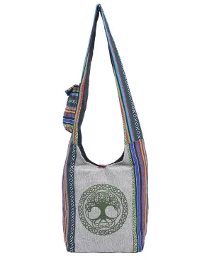 Tree of Life Printed Cotton Hobo Bag