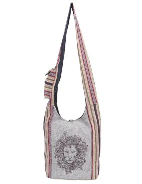 Tribal Lion Printed Cotton Hobo Bag