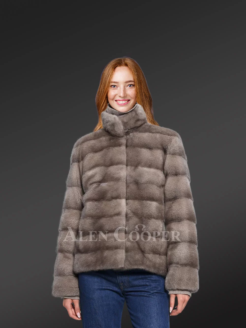 Turtle Neck Mink Coat In Ash Grey-An Absolute Elegant Wear