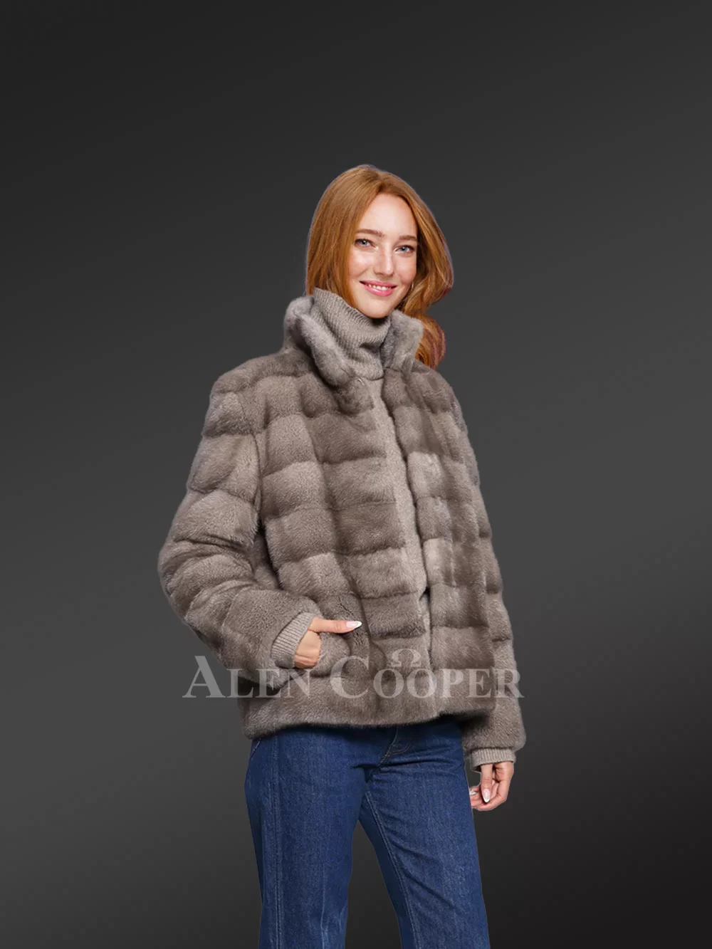 Turtle Neck Mink Coat In Ash Grey-An Absolute Elegant Wear