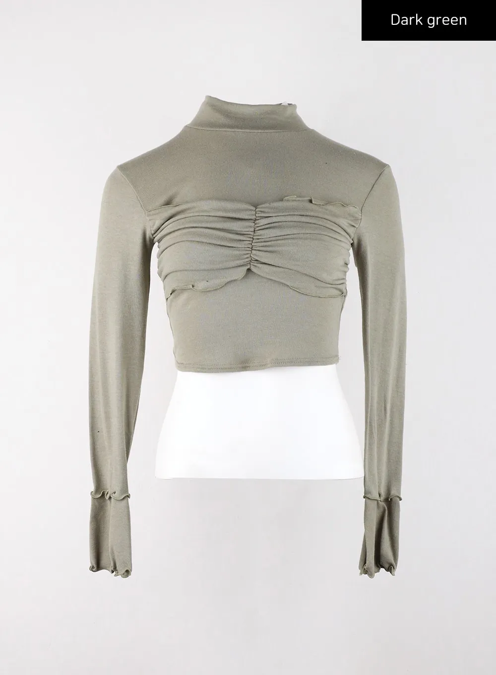 Turtleneck Rib Knit Long Sleeve Crop Top CD328