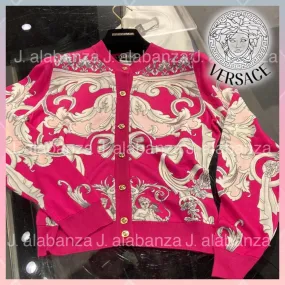 VERSACE  |Casual Style Long Sleeves Elegant Style Outlet Cardigans