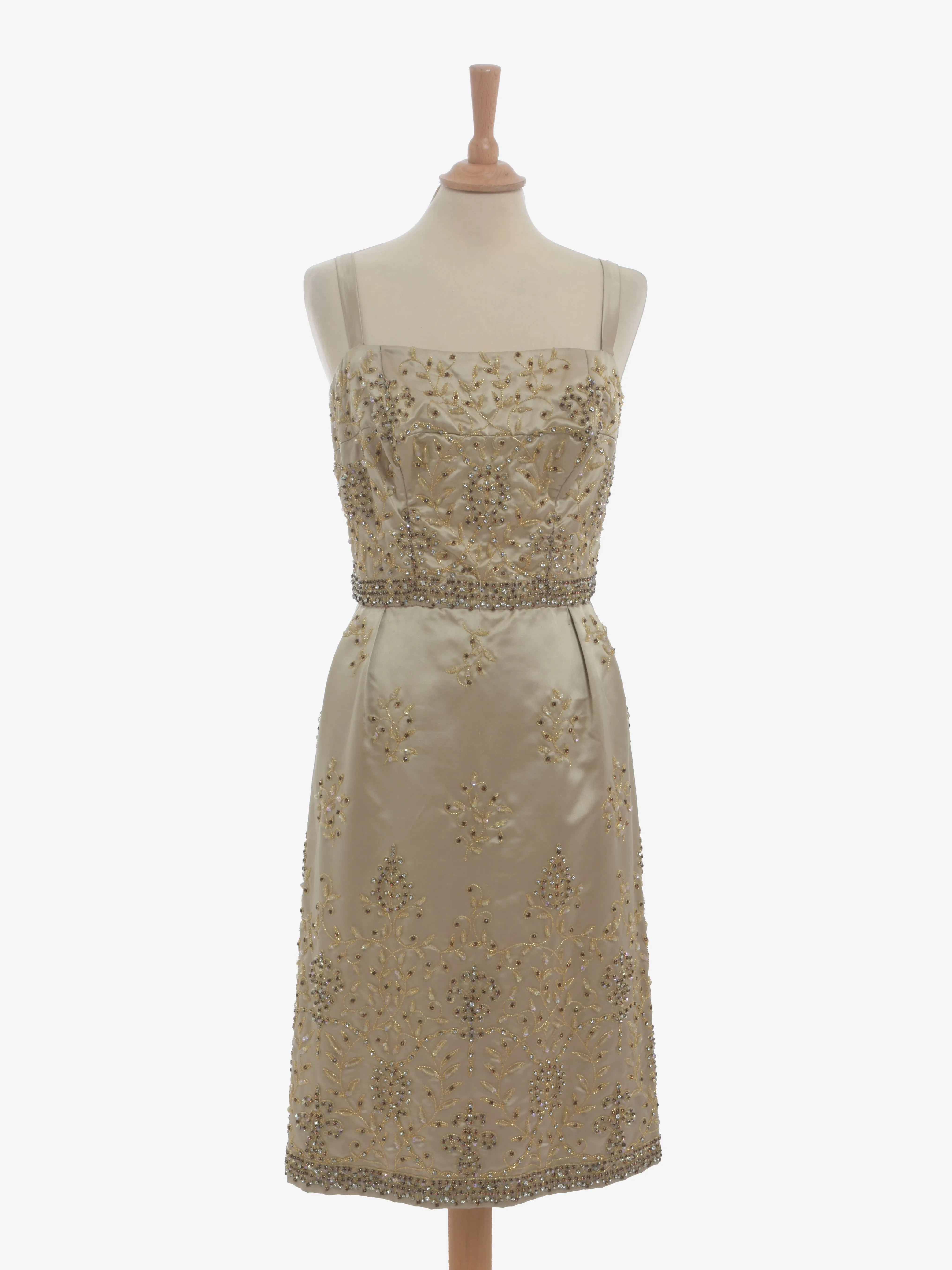 Vintage Beaded And Rhinestone Midi Dress - 50s