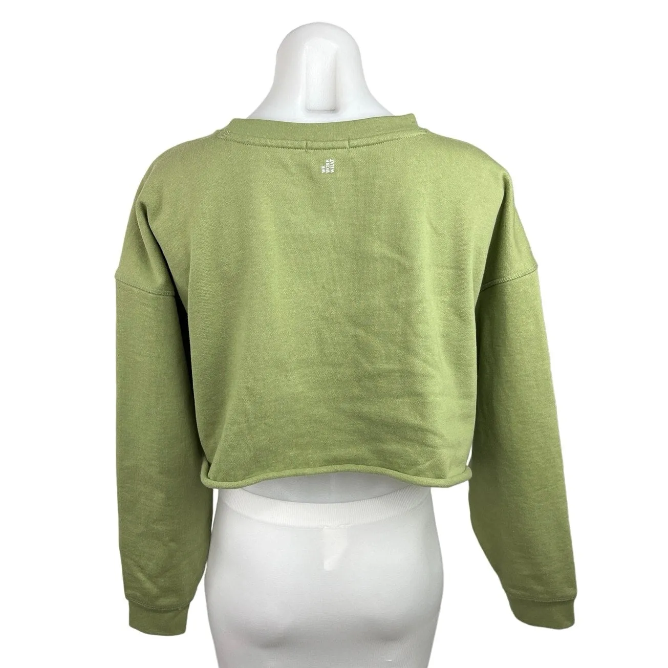 WeWoreWhat Green Round Neck Long Sleeves Pullover Cropped Top Sweatshirt Size S